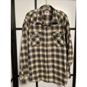 Wrangler Men's Medium Flannel Shirt‎ Green Plaid 2XL
